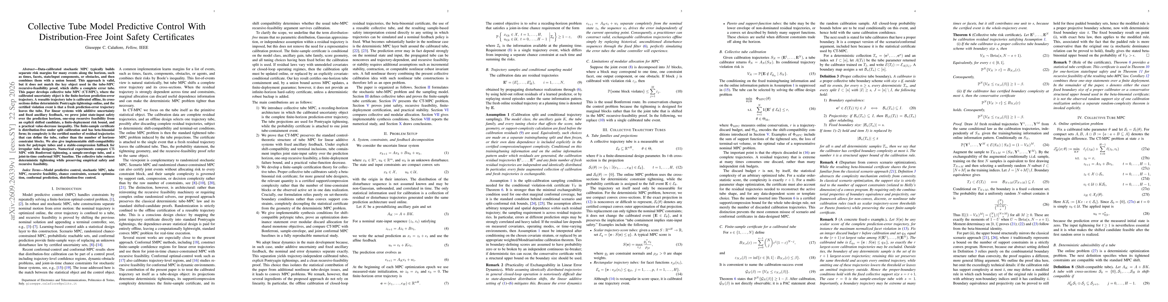 Thumbnail for Collective Tube Model Predictive Control With Distribution-Free Joint Safety Certificates