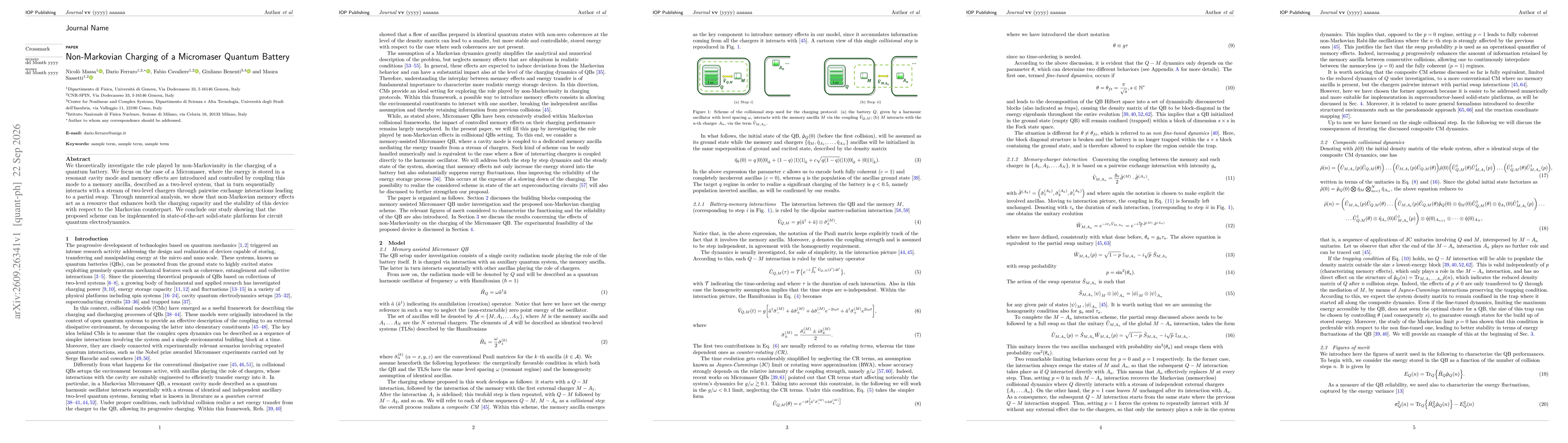 Thumbnail for Non-Markovian Charging of a Micromaser Quantum Battery