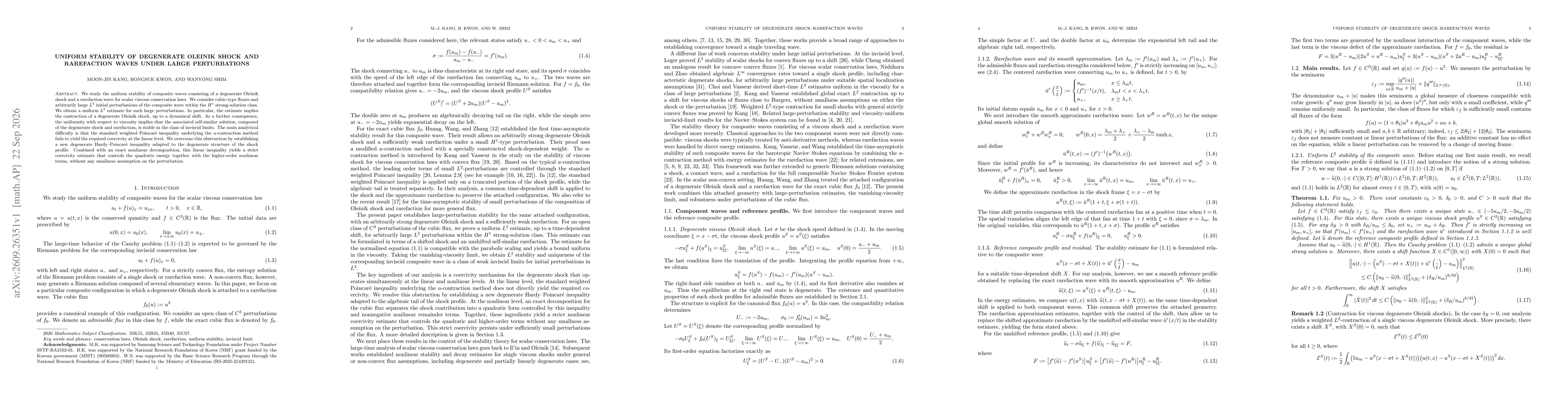 Thumbnail for Uniform Stability of degenerate Oleinik shock and rarefaction waves under large perturbations
