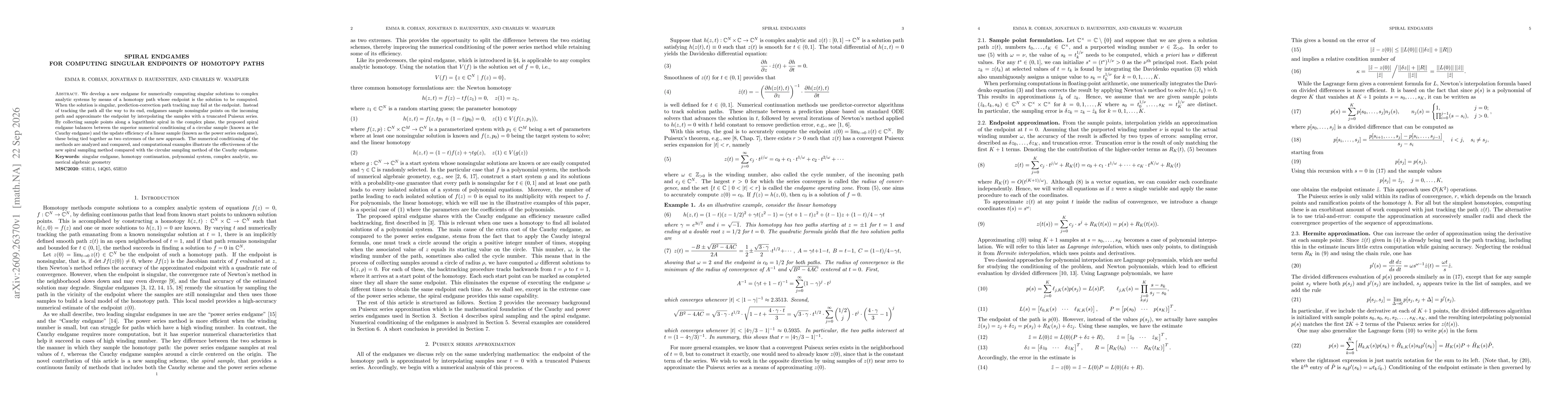 Thumbnail for Spiral Endgames for Computing Singular Endpoints of Homotopy Paths