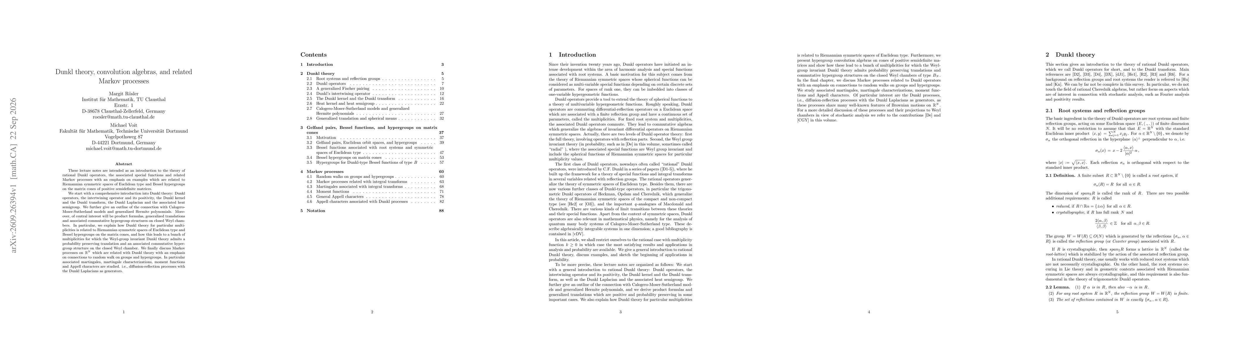 Thumbnail for Dunkl theory, convolution algebras, and related Markov processes