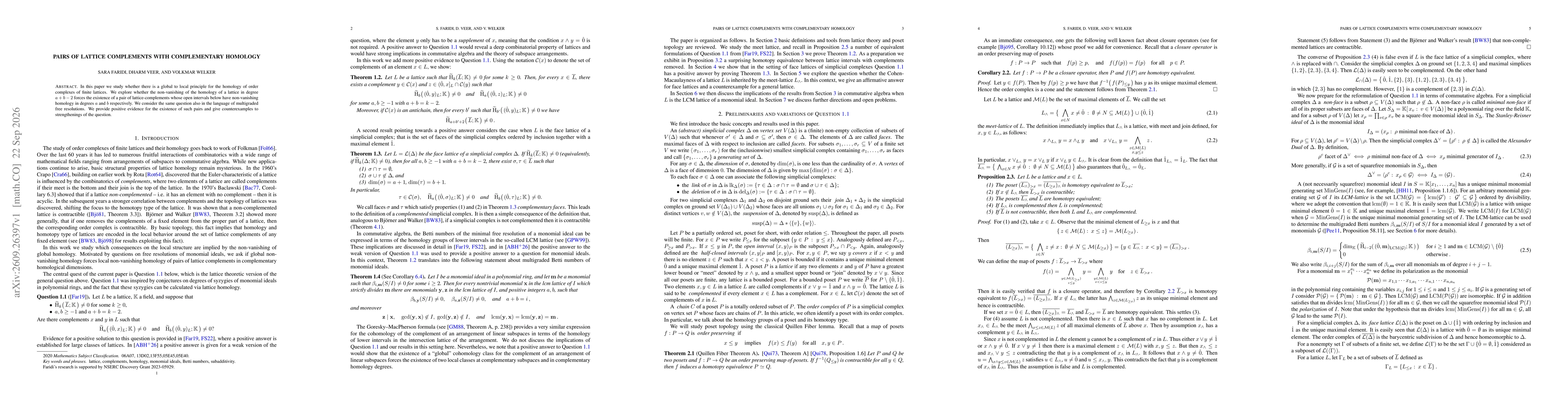 Thumbnail for Pairs of lattice complements with complementary homology