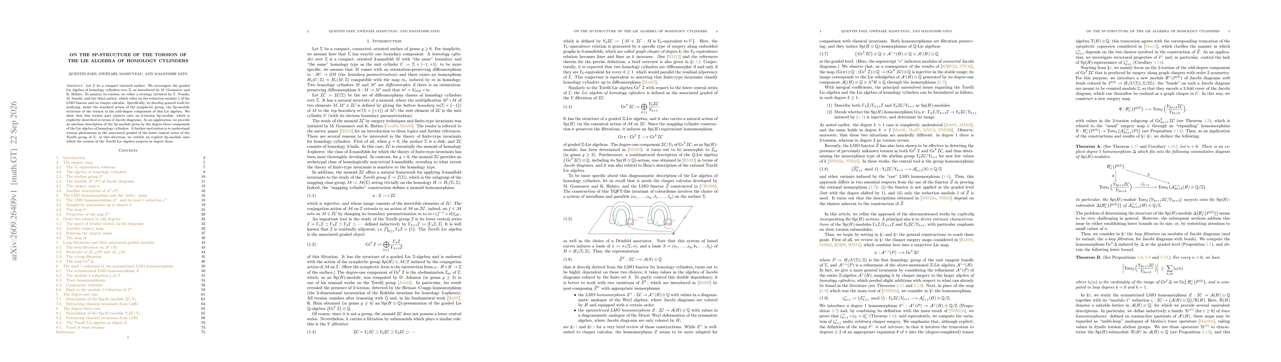 Thumbnail for On the Sp-structure of the torsion of the Lie algebra of homology cylinders