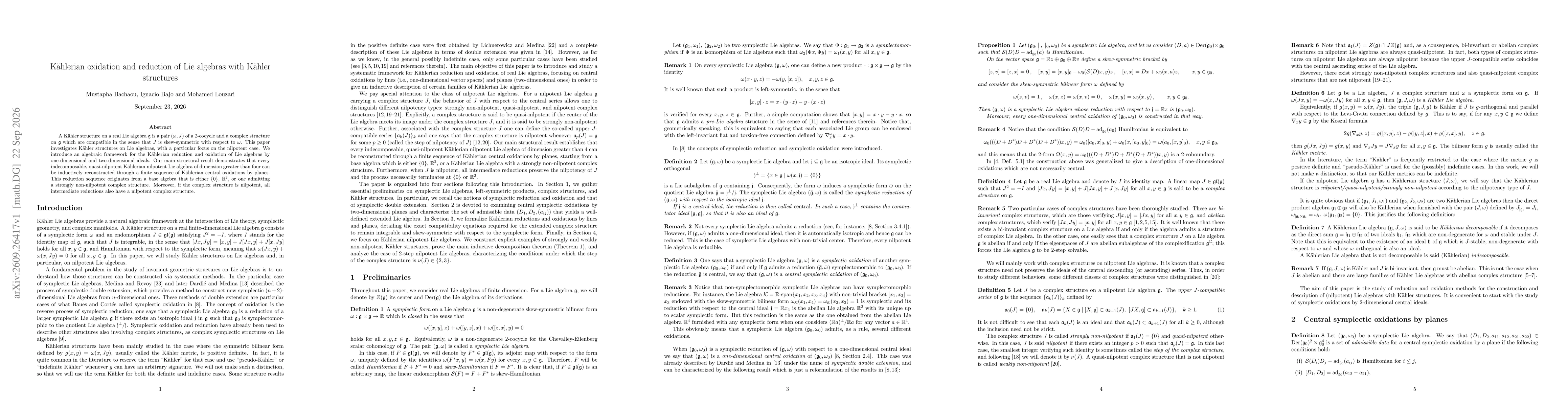 Thumbnail for Kählerian oxidation and reduction of Lie algebras with Kähler structures