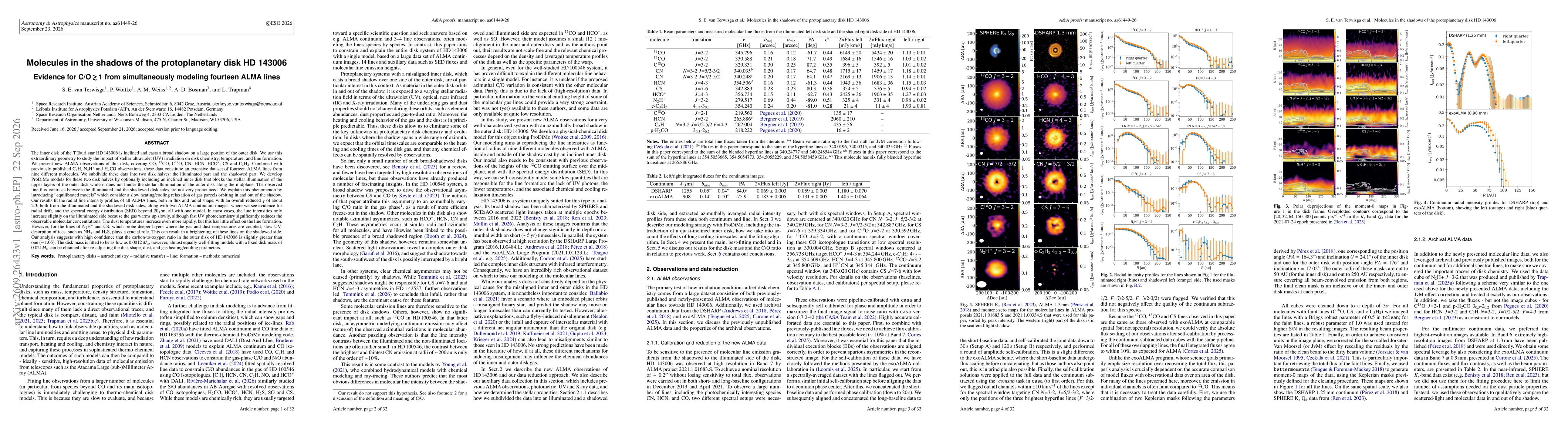 Thumbnail for Molecules in the shadows of the protoplanetary disk HD 143006: Evidence for C/O $\gtrsim 1$ from simultaneously modeling fourteen ALMA lines