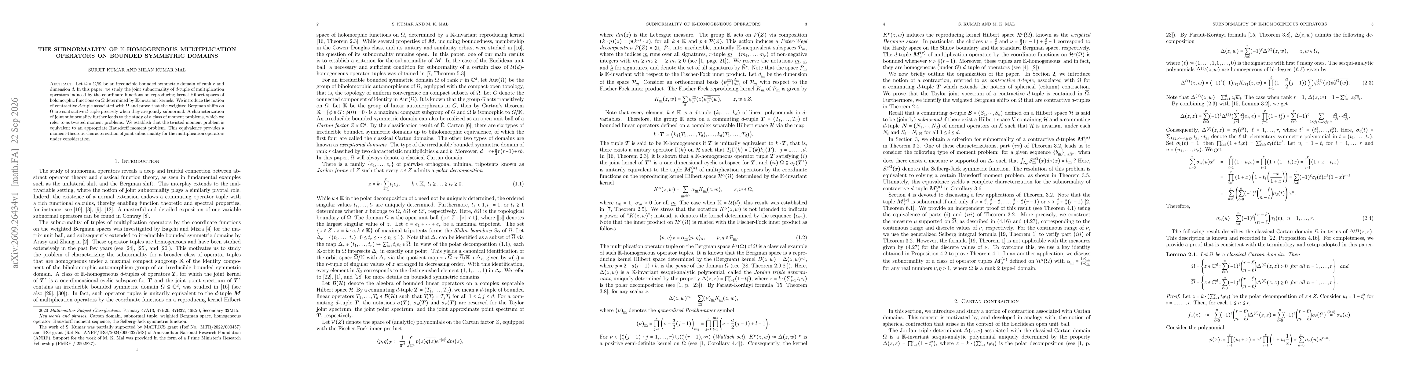 Thumbnail for The Subnormality of $\mathbb K$-Homogeneous Multiplication Operators on Bounded Symmetric Domains