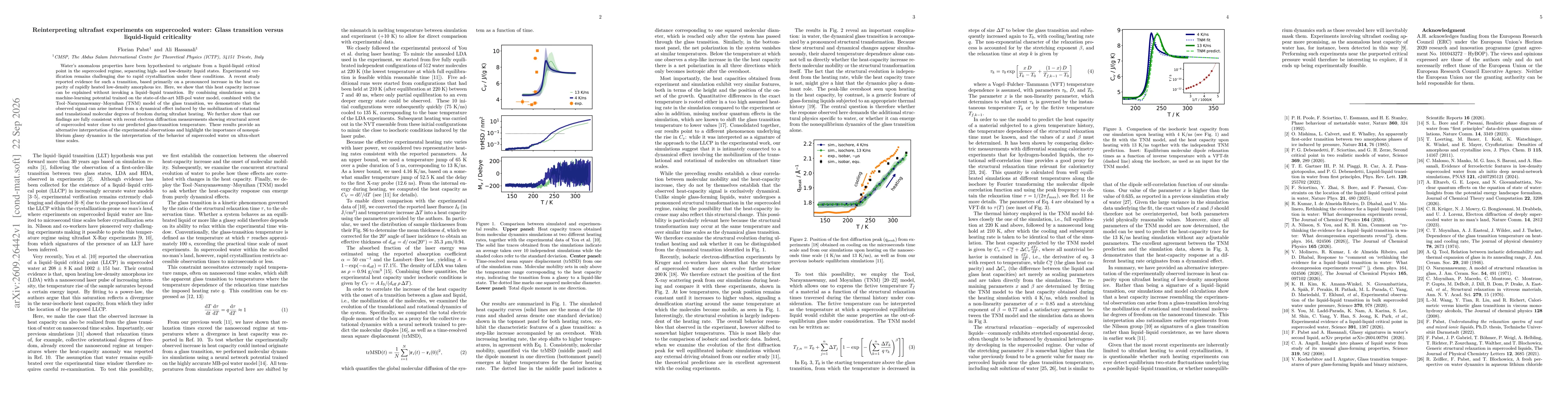 Thumbnail for Reinterpreting ultrafast experiments on supercooled water: Glass transition versus liquid-liquid criticality