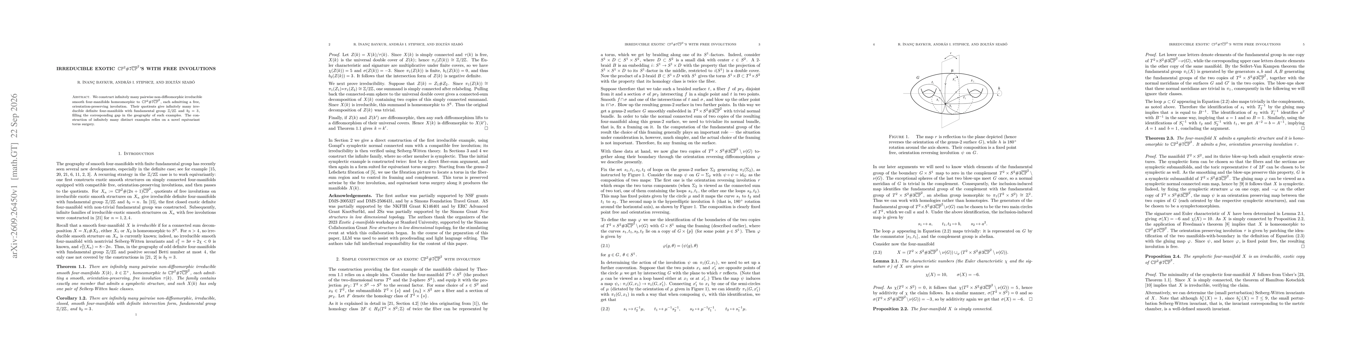 Thumbnail for Irreducible exotic ${\mathbb {CP}}^2\# 7{\overline {\mathbb {C}} {\mathbb {P}} } ^2$'s with free involutions
