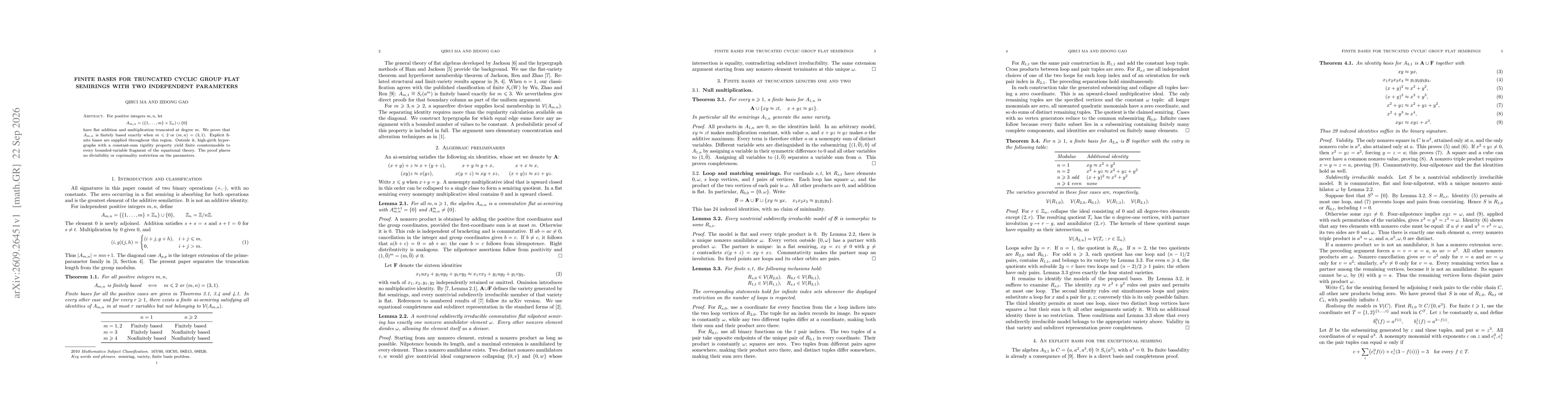 Thumbnail for Finite Bases for Truncated Cyclic Group Flat Semirings with Two Independent Parameters
