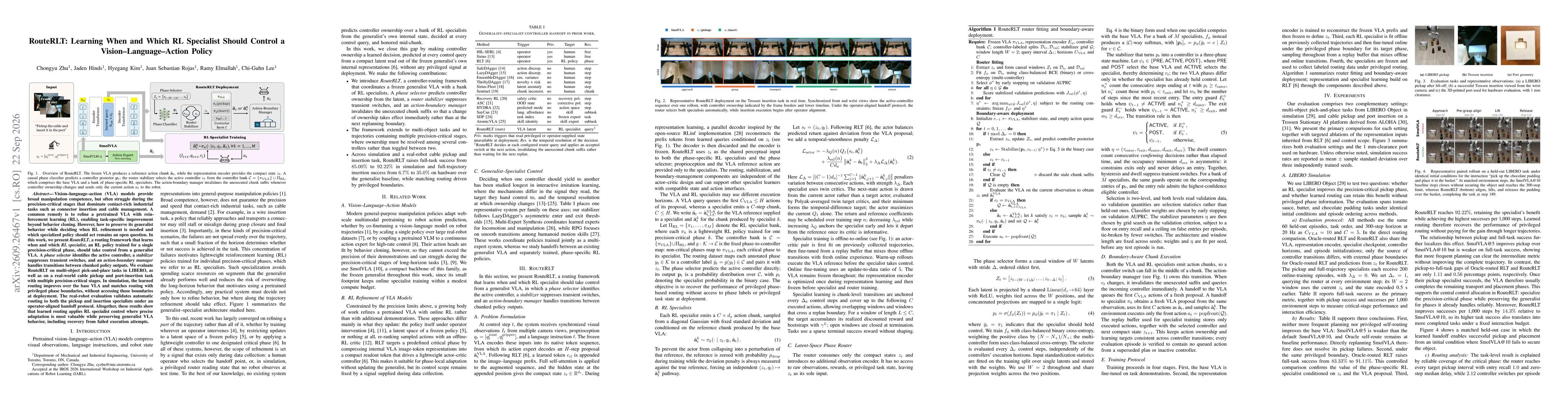 Thumbnail for RouteRLT: Learning When and Which RL Specialist Should Control a Vision-Language-Action Policy