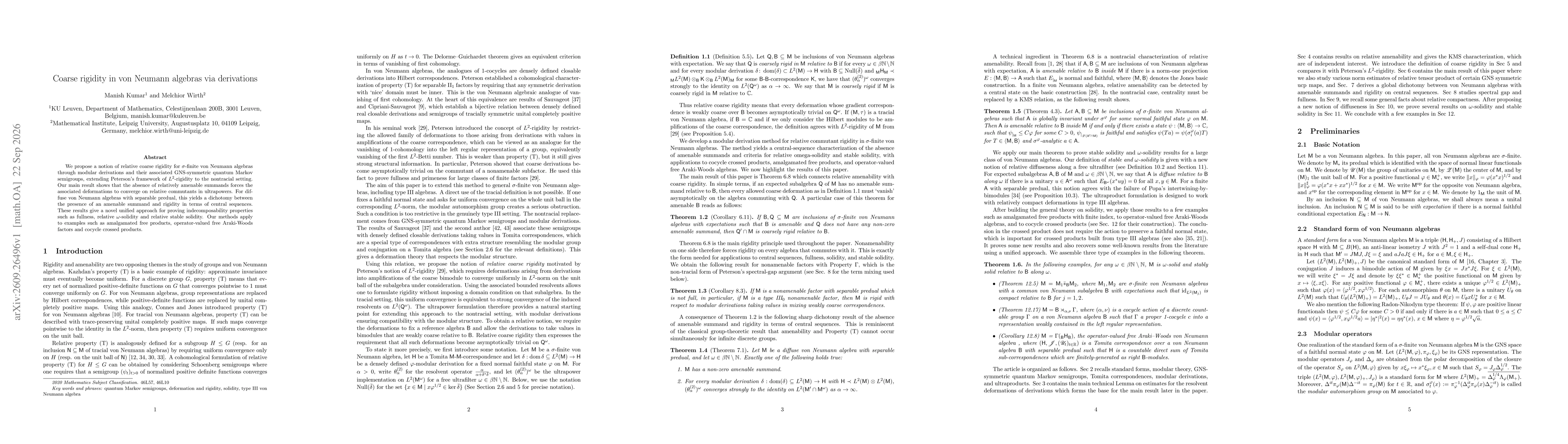 Thumbnail for Coarse rigidity in von Neumann algebras via derivations