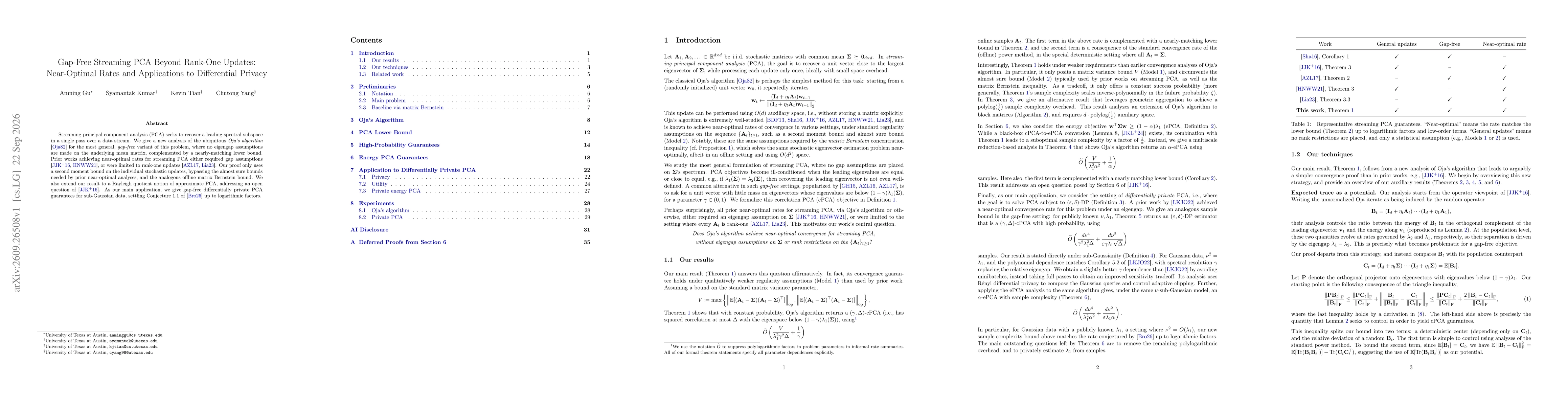 Thumbnail for Gap-Free Streaming PCA Beyond Rank-One Updates: Near-Optimal Rates and Applications to Differential Privacy