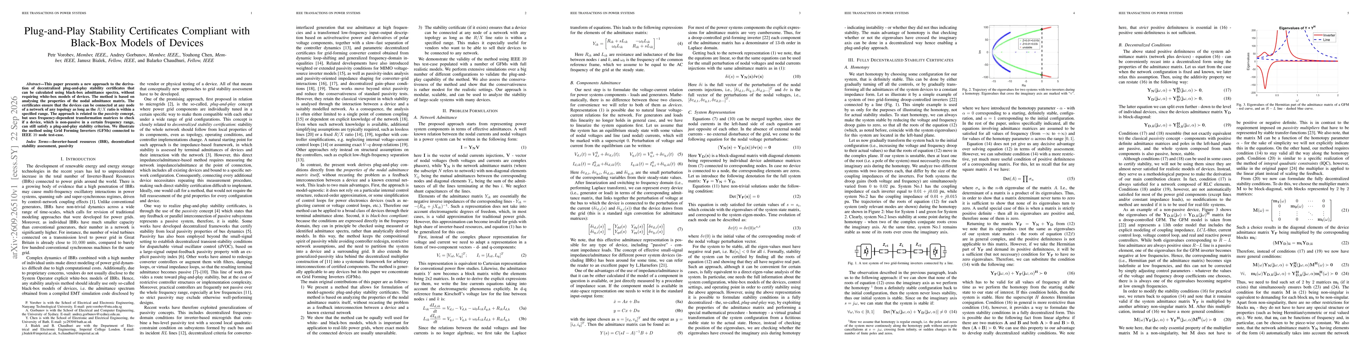 Thumbnail for Plug-and-Play Stability Certificates Compliant with Black-Box Models of Devices