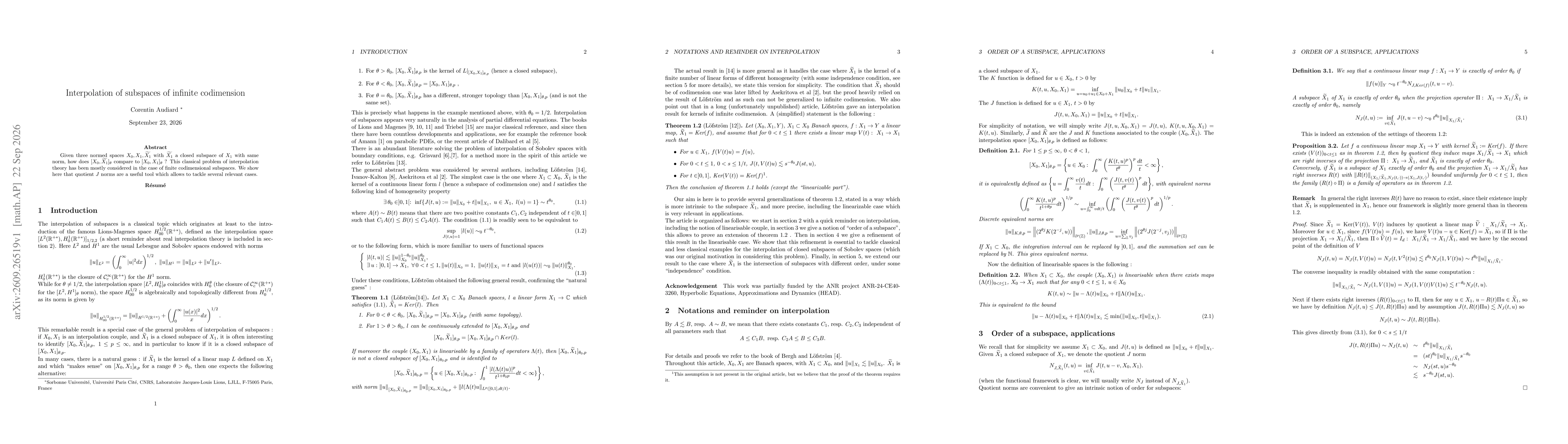 Thumbnail for Interpolation of subspaces of infinite codimension