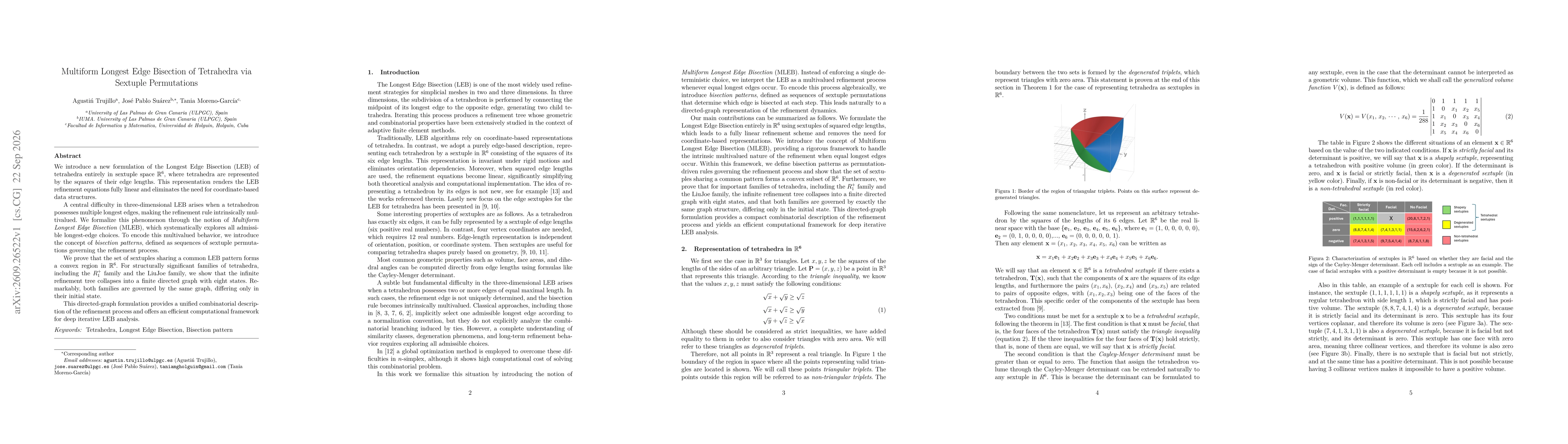 Thumbnail for Multiform Longest Edge Bisection of Tetrahedra via Sextuple Permutations