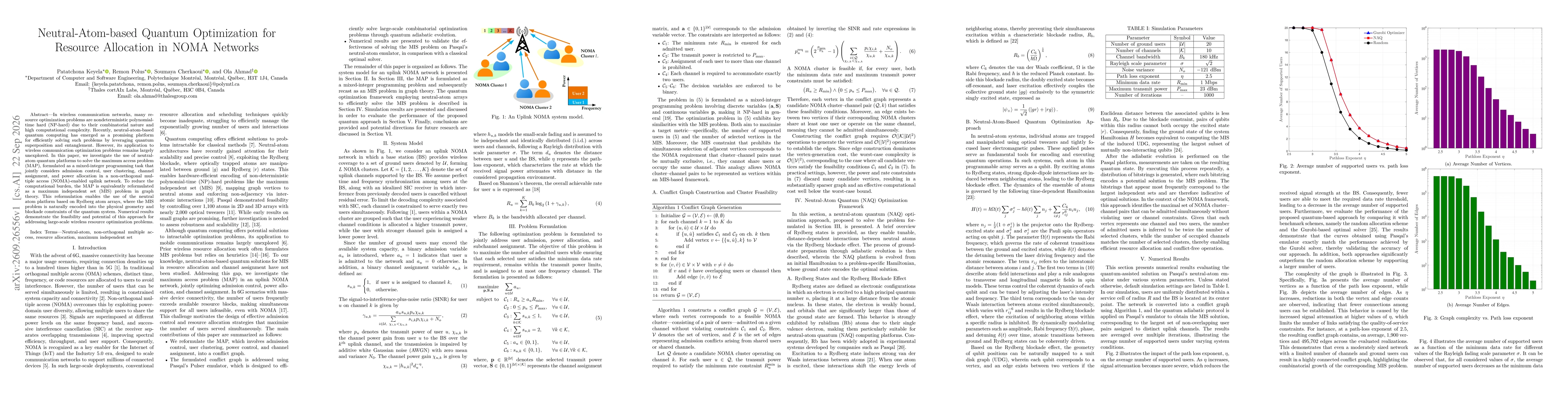 Thumbnail for Neutral-Atom-based Quantum Optimization for Resource Allocation in NOMA Networks