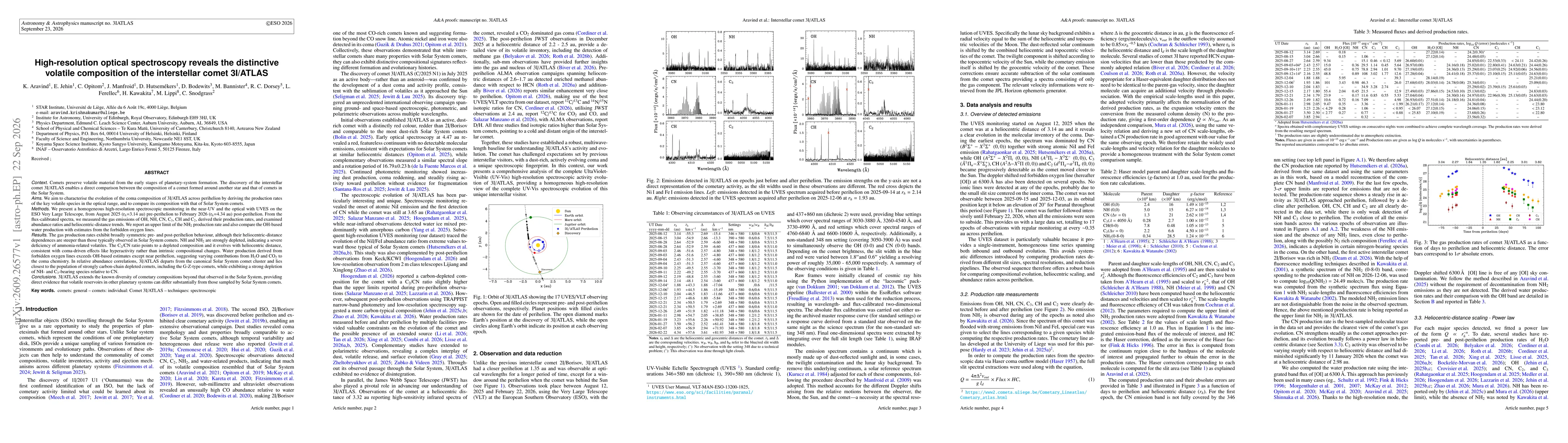 Thumbnail for High-resolution optical spectroscopy reveals the distinctive volatile composition of the interstellar comet 3I/ATLAS