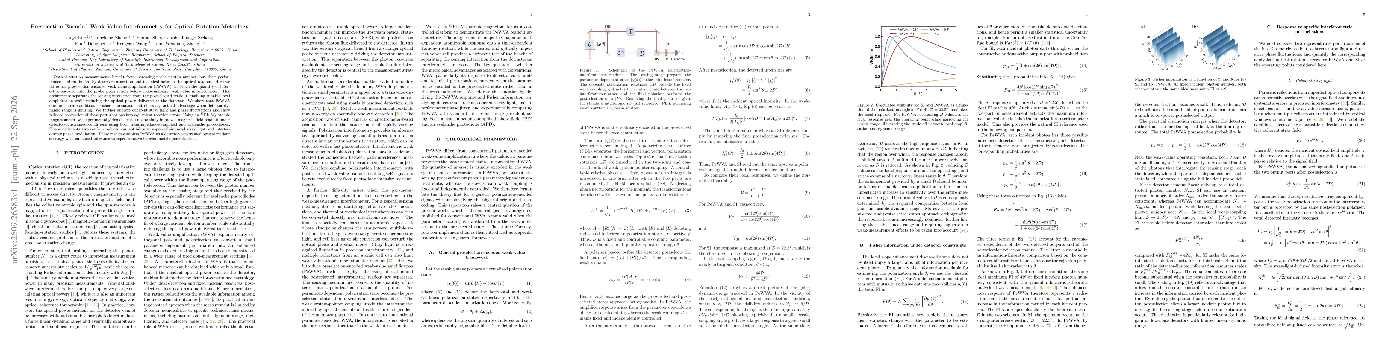 Thumbnail for Preselection-Encoded Weak-Value Interferometry for Optical-Rotation Metrology