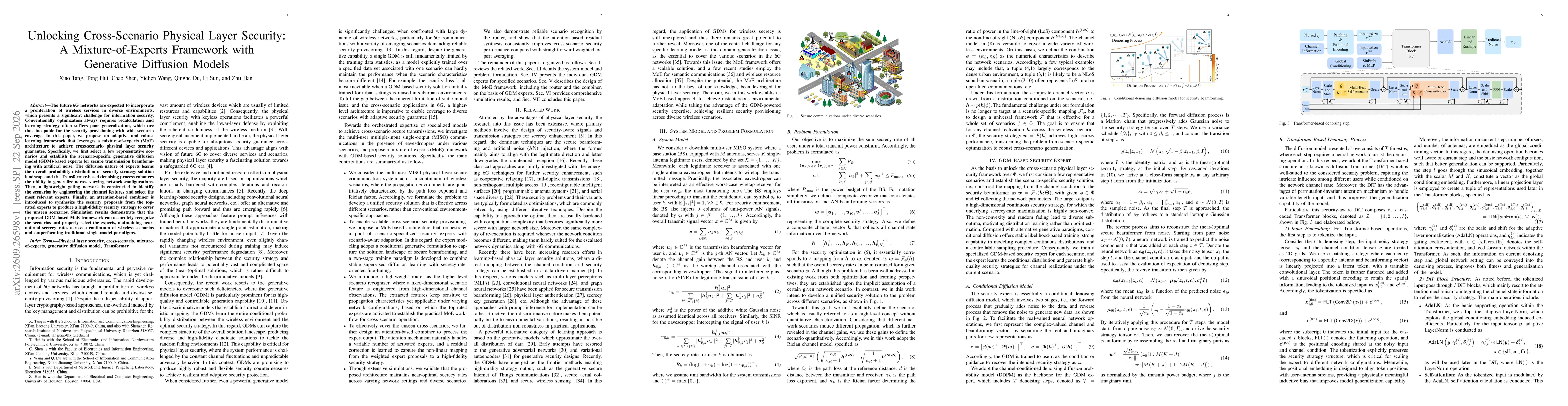 Thumbnail for Unlocking Cross-Scenario Physical Layer Security: A Mixture-of-Experts Framework with Generative Diffusion Models