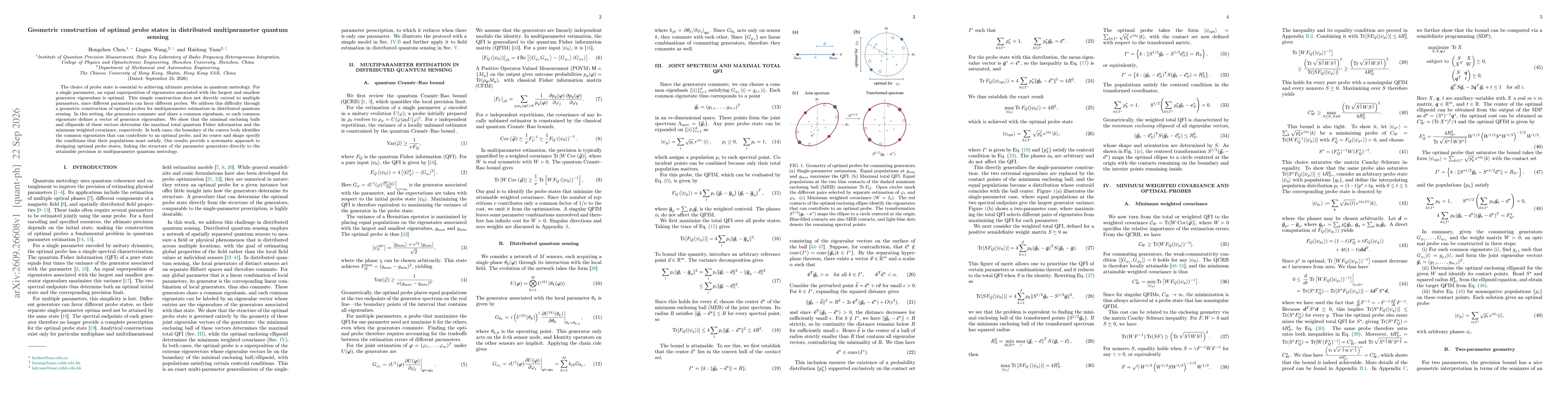 Thumbnail for Geometric construction of optimal probe states in distributed multiparameter quantum sensing