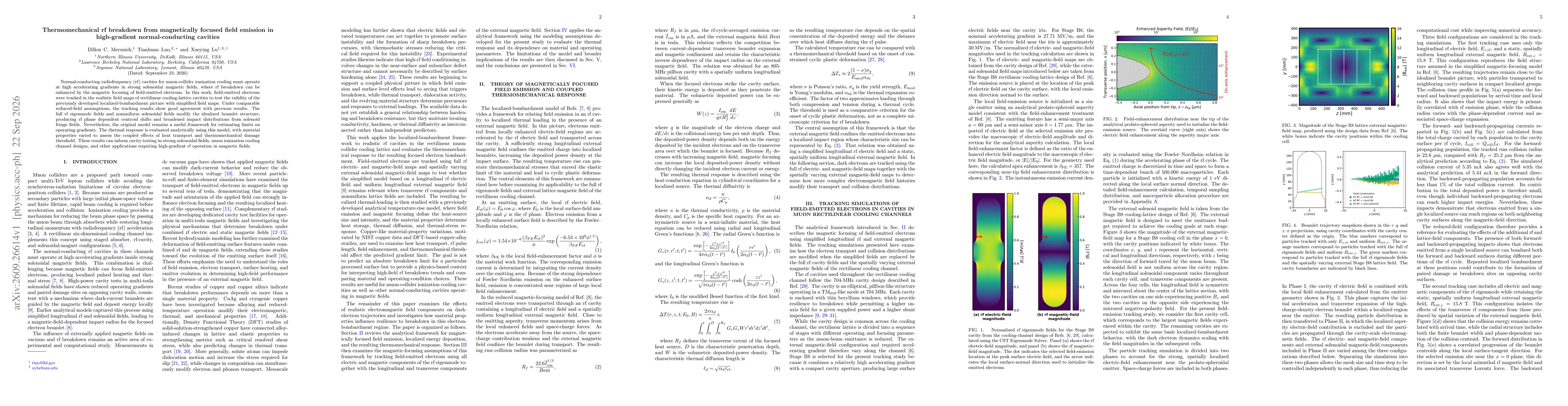 Thumbnail for Thermomechanical rf breakdown from magnetically focused field emission in high-gradient normal-conducting cavities