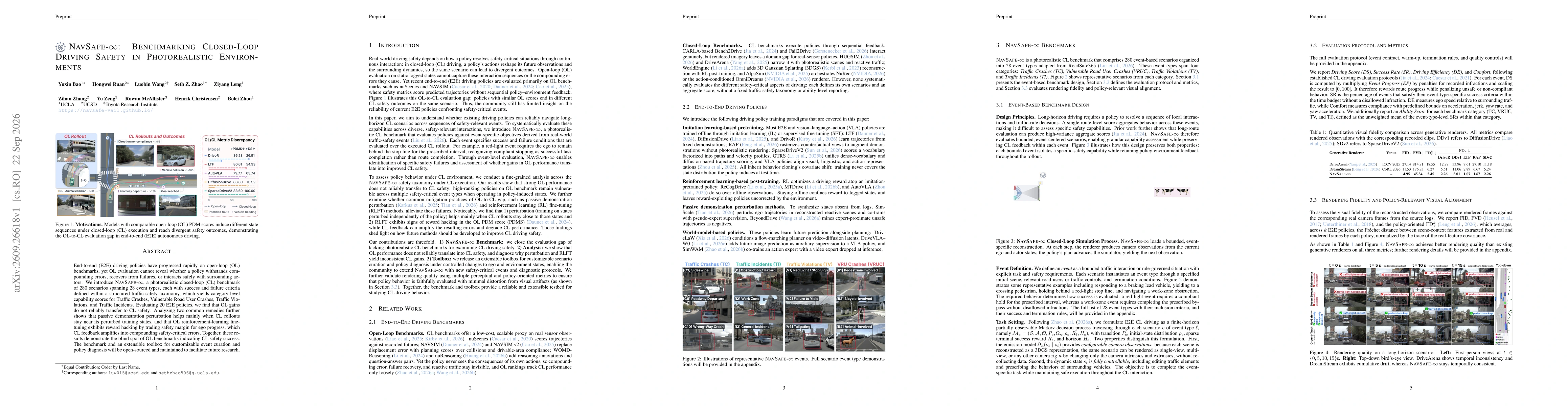 Thumbnail for NavSafe-$\infty$: Benchmarking Closed-Loop Driving Safety in Photorealistic Environments