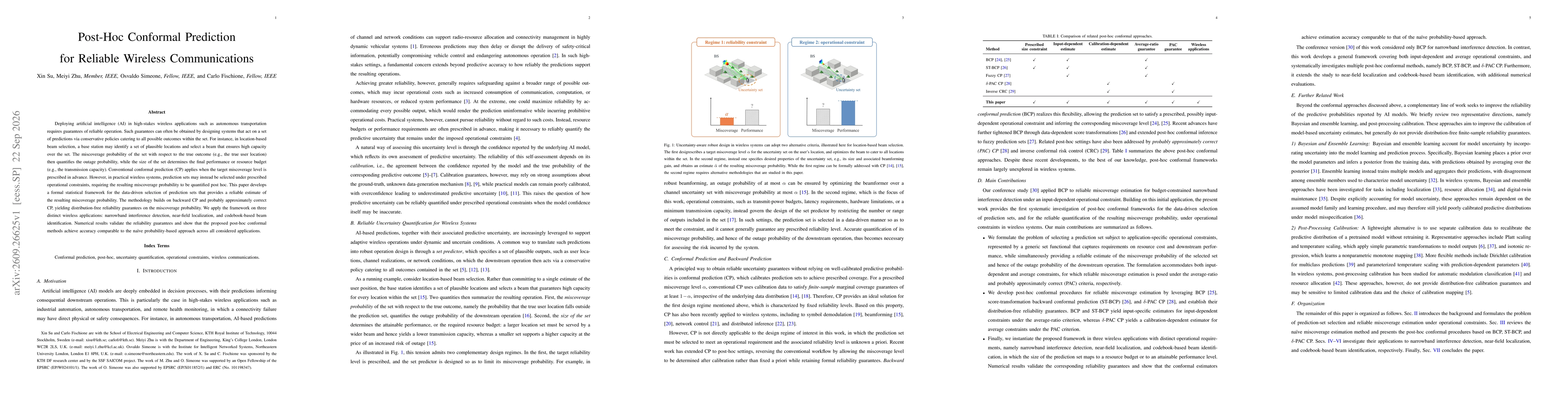 Thumbnail for Post-Hoc Conformal Prediction for Reliable Wireless Communications