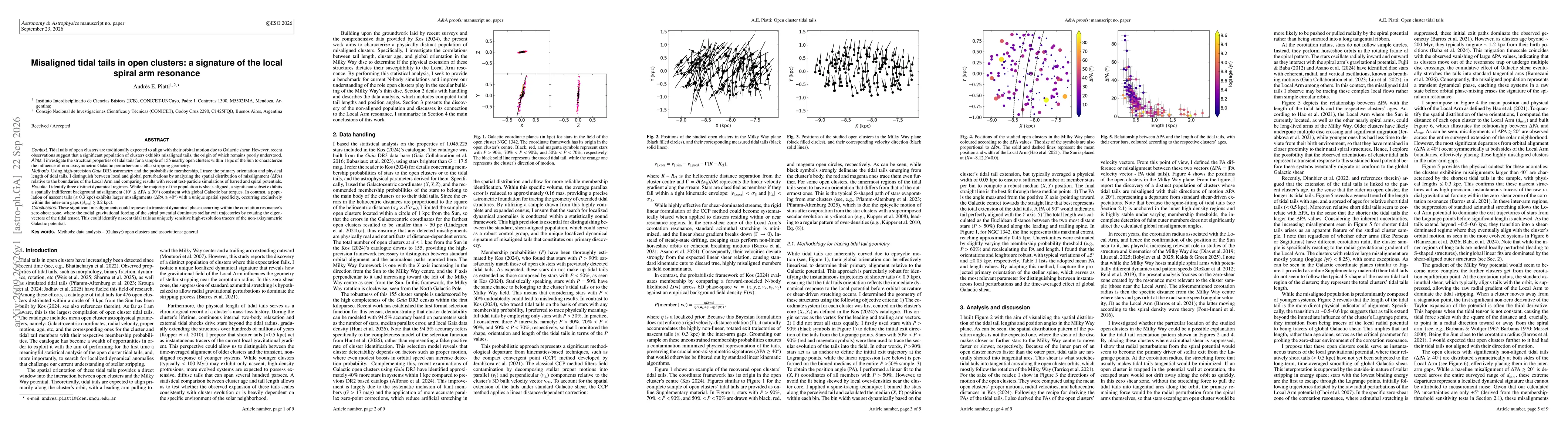 Thumbnail for Misaligned tidal tails in open clusters: a signature of the local spiral arm resonance