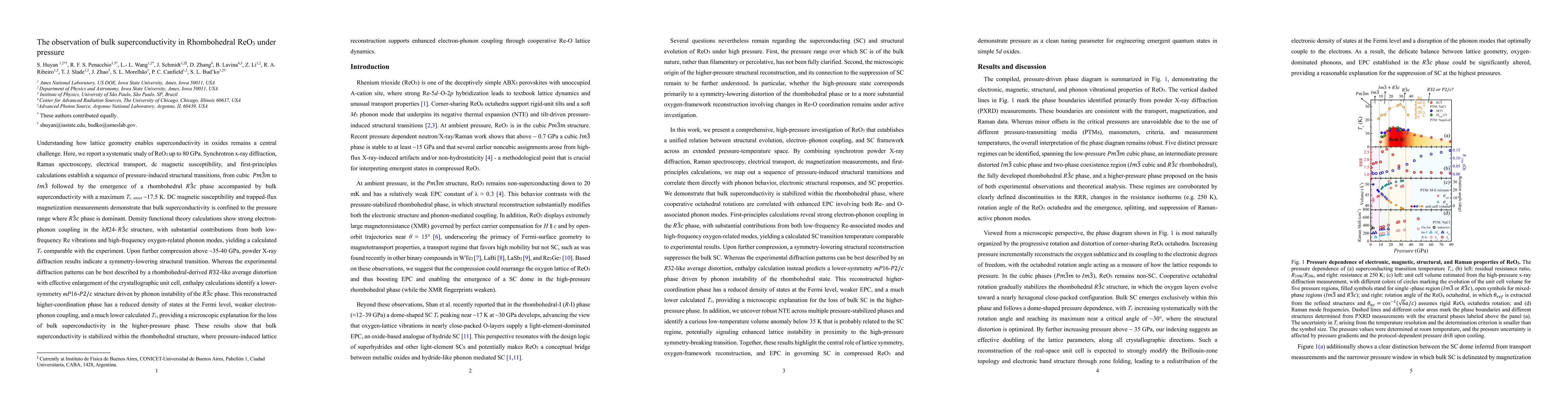 Thumbnail for The observation of bulk superconductivity in Rhombohedral ReO3 under pressure