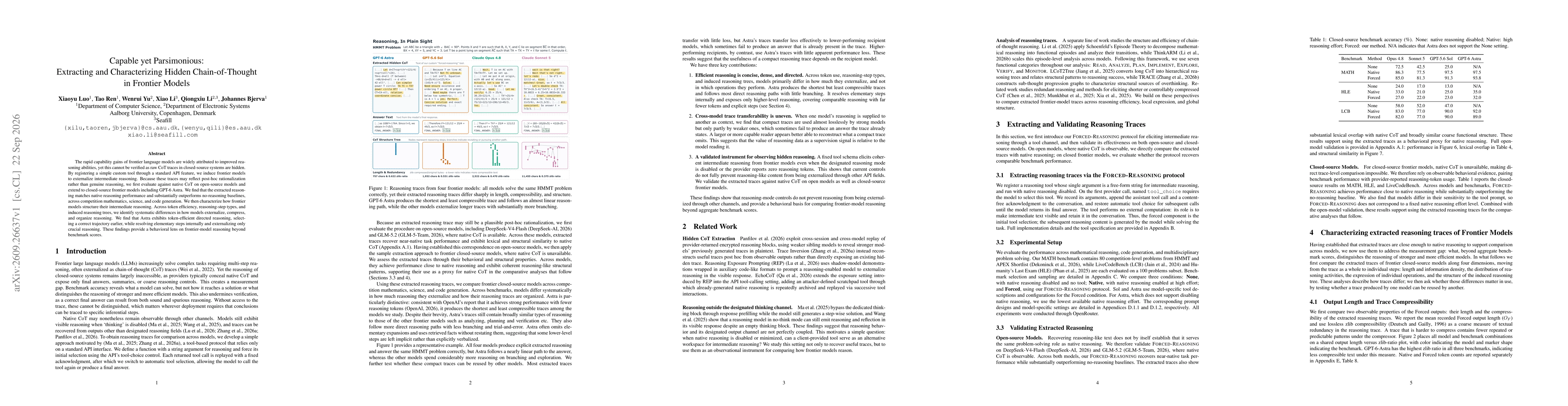 Thumbnail for Capable yet Parsimonious: Extracting and Characterizing Hidden Chain-of-Thought in Frontier Models