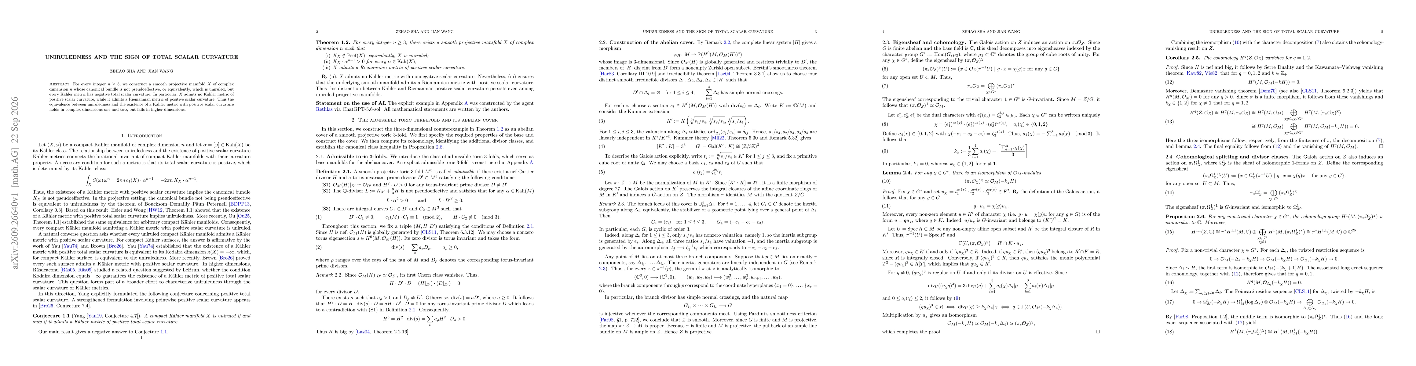 Thumbnail for Uniruledness and the sign of total scalar curvature