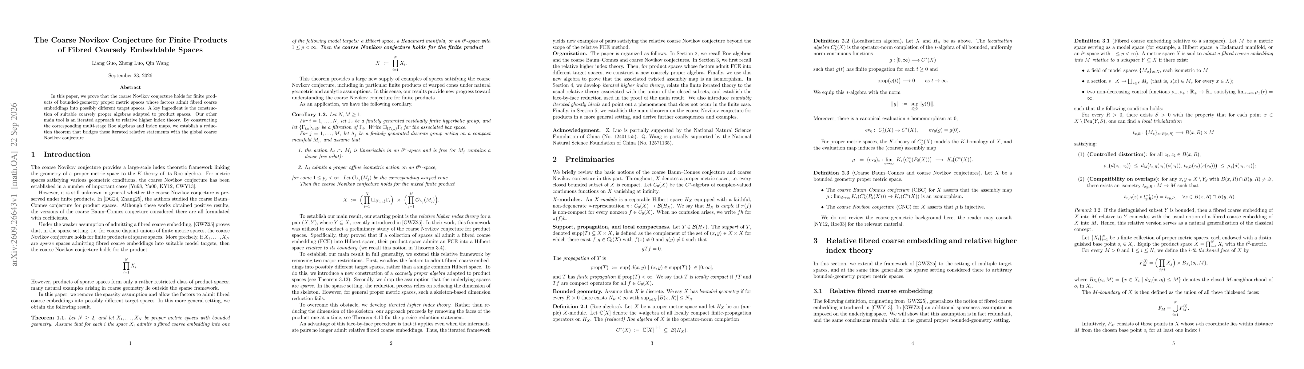 Thumbnail for The Coarse Novikov Conjecture for Finite Products of Fibred Coarsely Embeddable Spaces