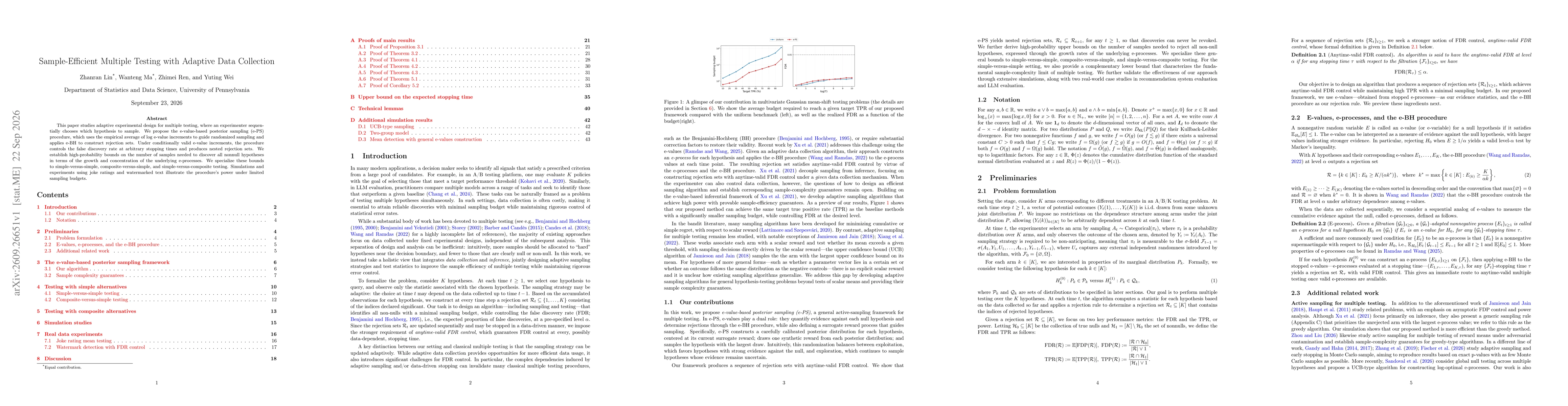 Thumbnail for Sample-Efficient Multiple Testing with Adaptive Data Collection