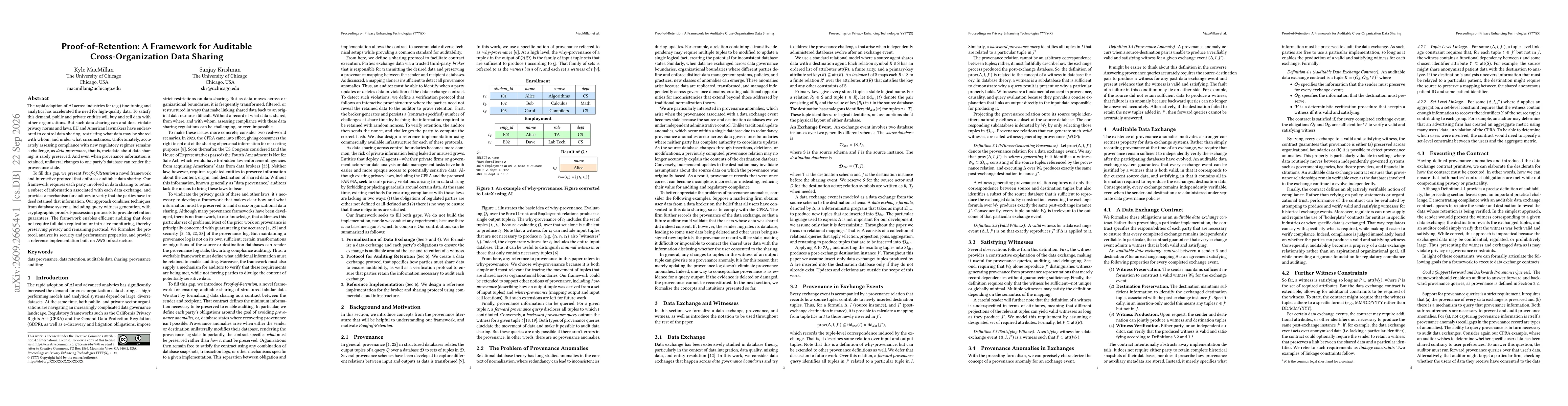 Thumbnail for Proof-of-Retention: A Framework for Auditable Cross-Organization Data Sharing