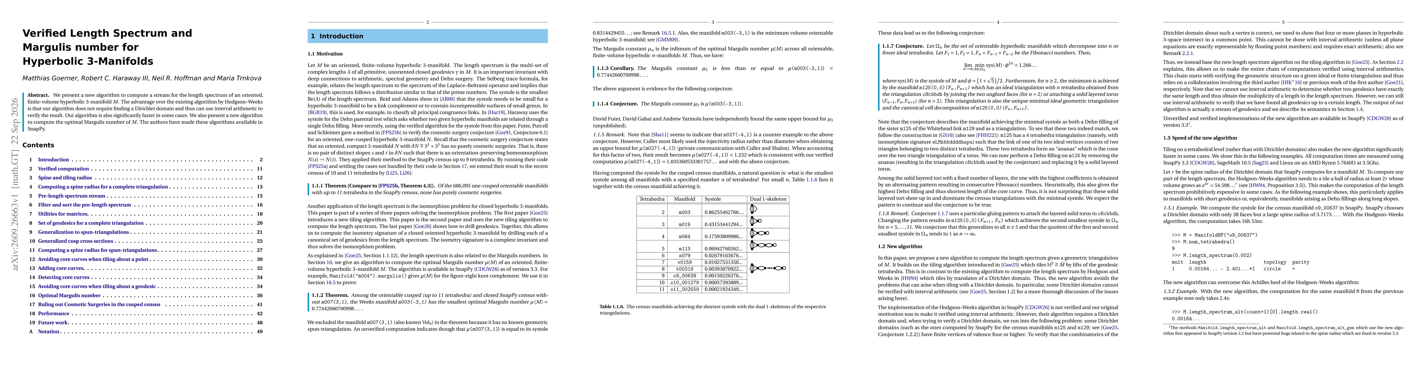 Thumbnail for Verified Length Spectrum and Margulis number for Hyperbolic 3-Manifolds