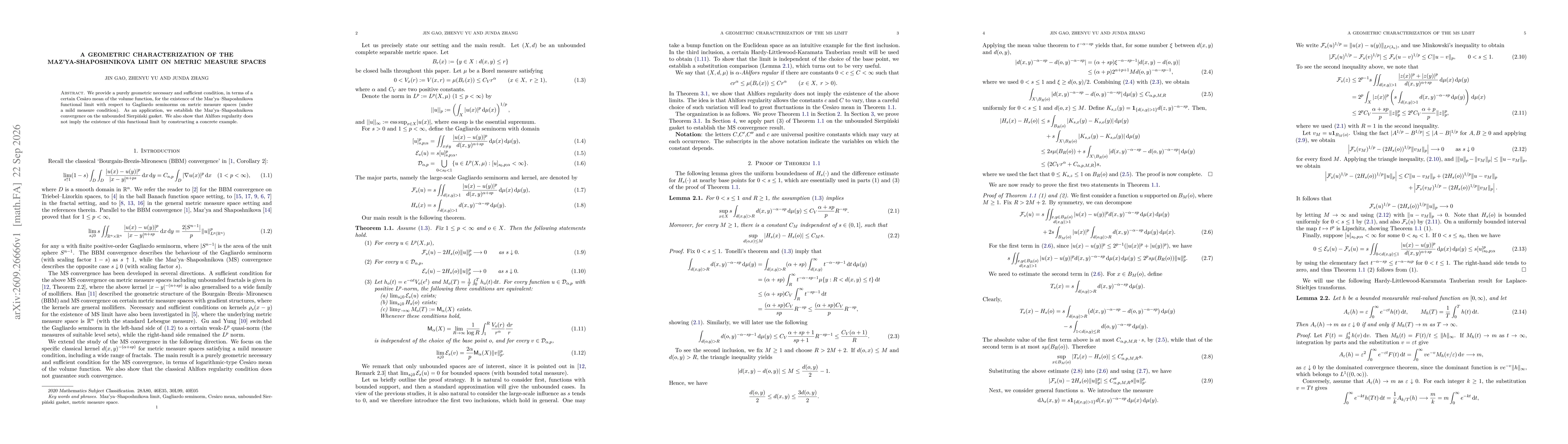 Thumbnail for A geometric characterization of the Maz'ya-Shaposhnikova limit on metric measure spaces