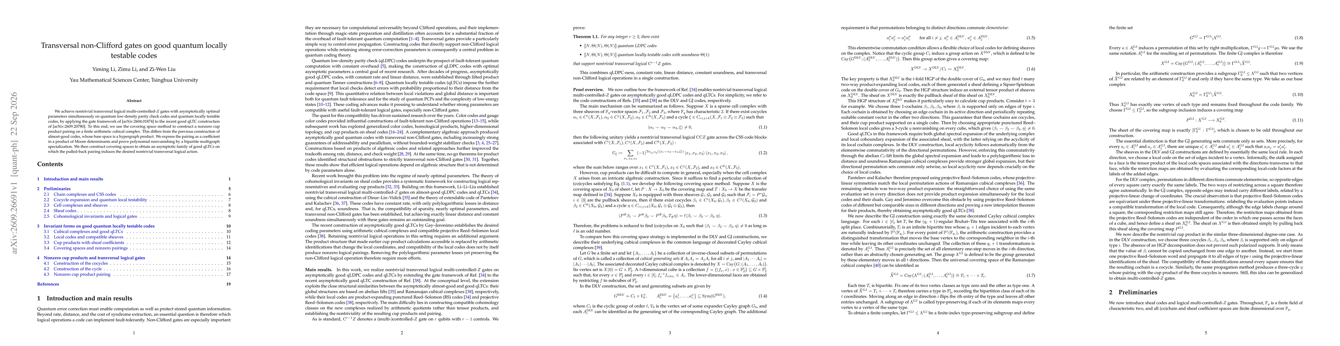 Thumbnail for Transversal non-Clifford gates on good quantum locally testable codes
