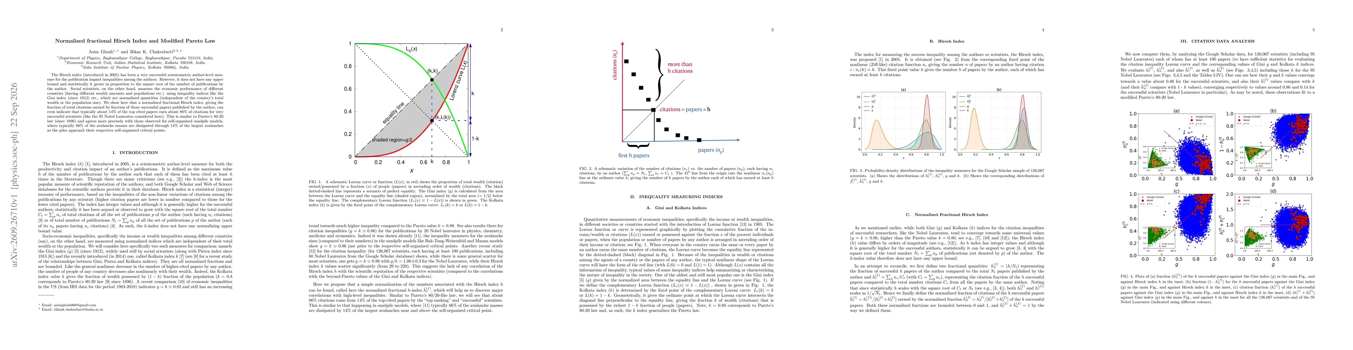 Thumbnail for Normalized fractional Hirsch Index and Modified Pareto Law