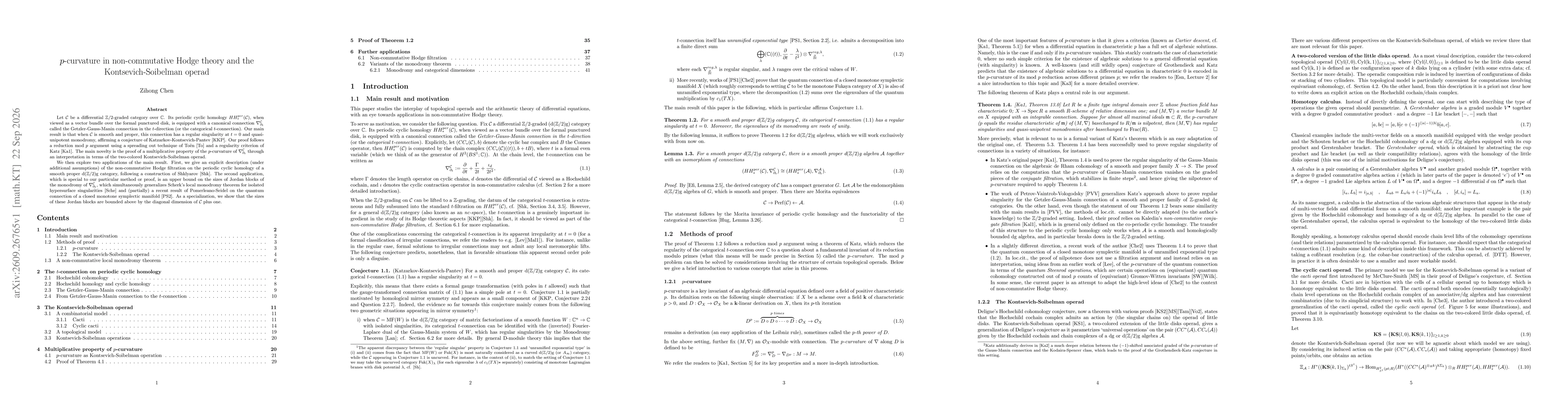 Thumbnail for p-curvature in non-commutative Hodge theory and the Kontsevich-Soibelman operad