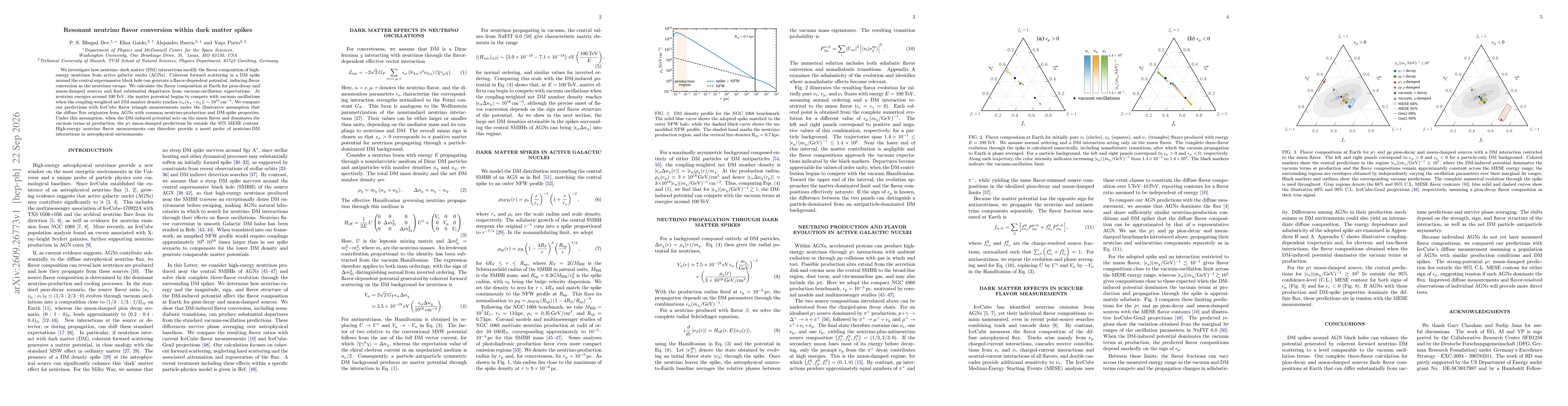 Thumbnail for Resonant neutrino flavor conversion within dark matter spikes
