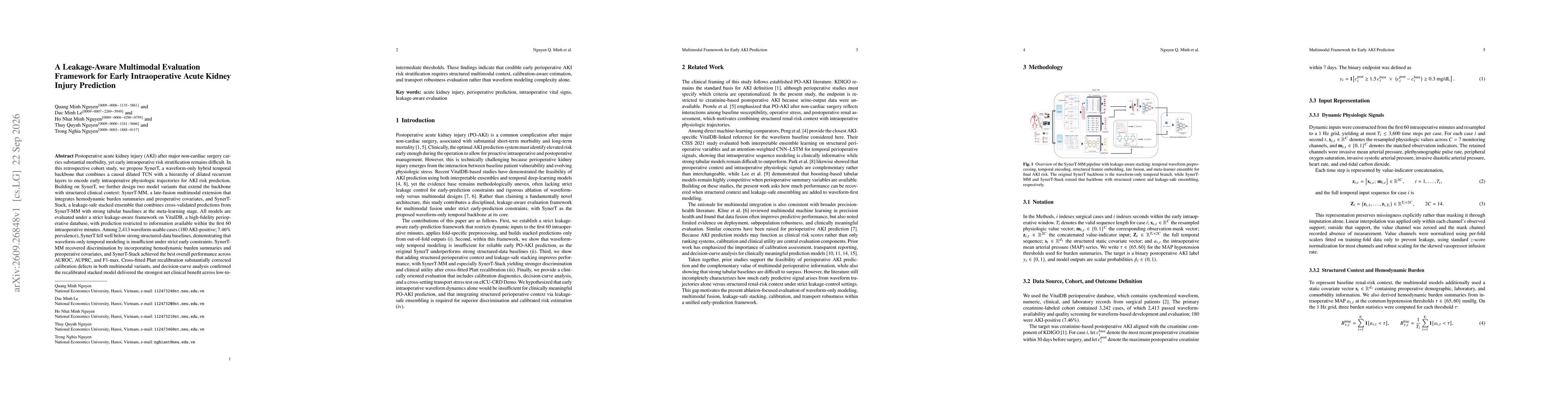 Thumbnail for A Leakage-Aware Multimodal Evaluation Framework for Early Intraoperative Acute Kidney Injury Prediction