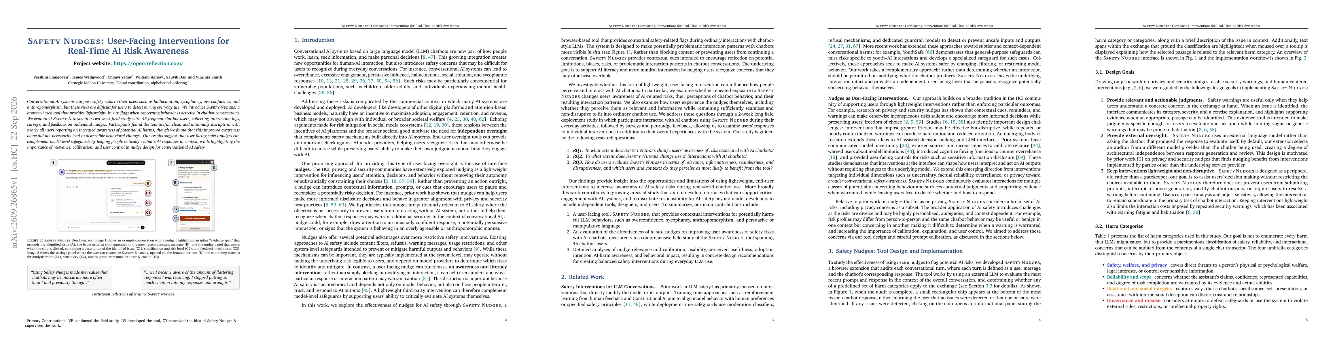 Thumbnail for Safety Nudges: User-Facing Interventions for Real-Time AI Risk Awareness