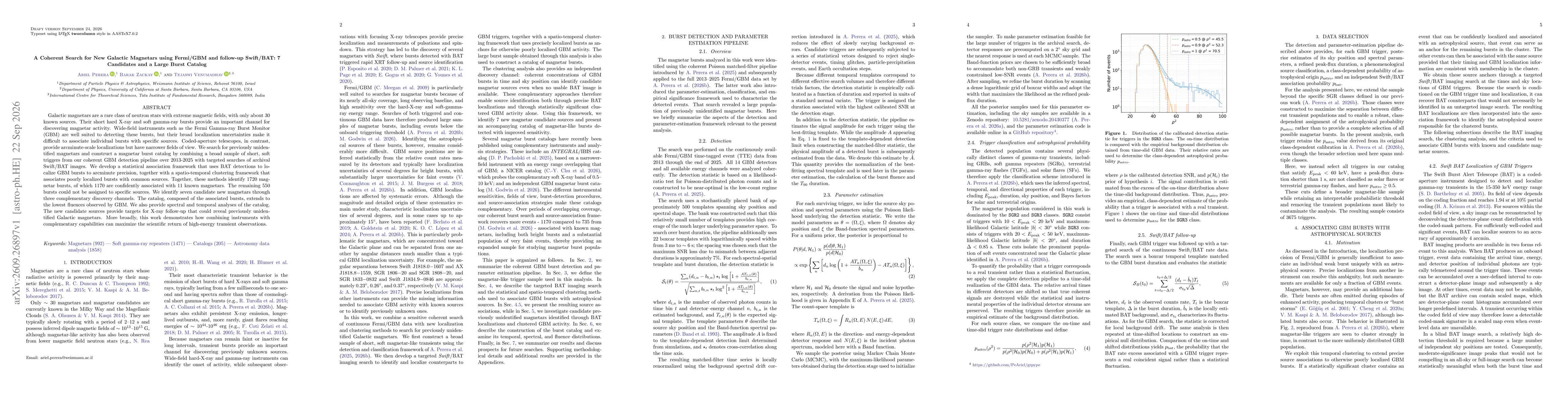 Thumbnail for A Coherent Search for New Galactic Magnetars using Fermi/GBM and follow-up Swift/BAT: 7 Candidates and a Large Burst Catalog