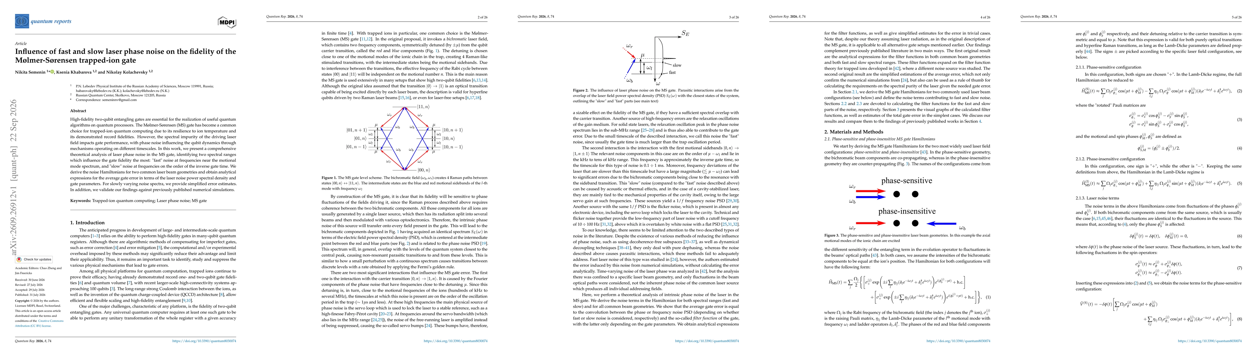 Thumbnail for Influence of fast and slow laser phase noise on the fidelity of the Mølmer-Sørensen trapped-ion gate