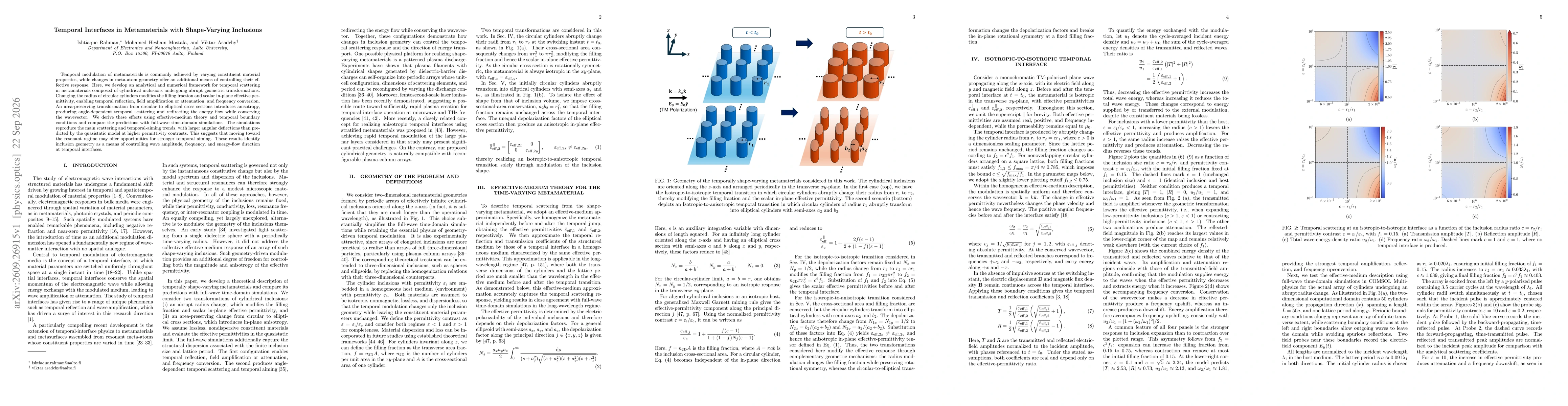 Thumbnail for Temporal Interfaces in Metamaterials with Shape-Varying Inclusions