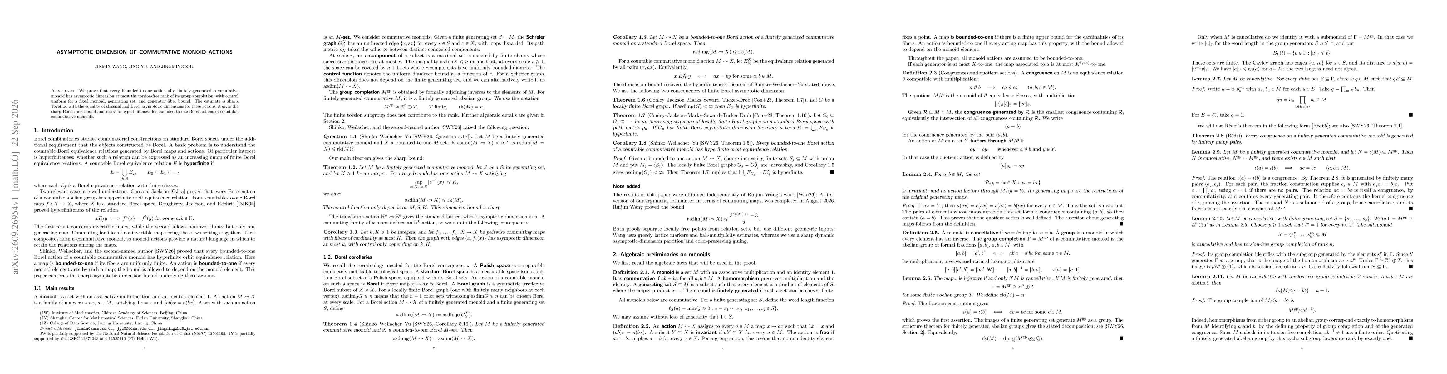Thumbnail for Asymptotic dimension of commutative monoid actions