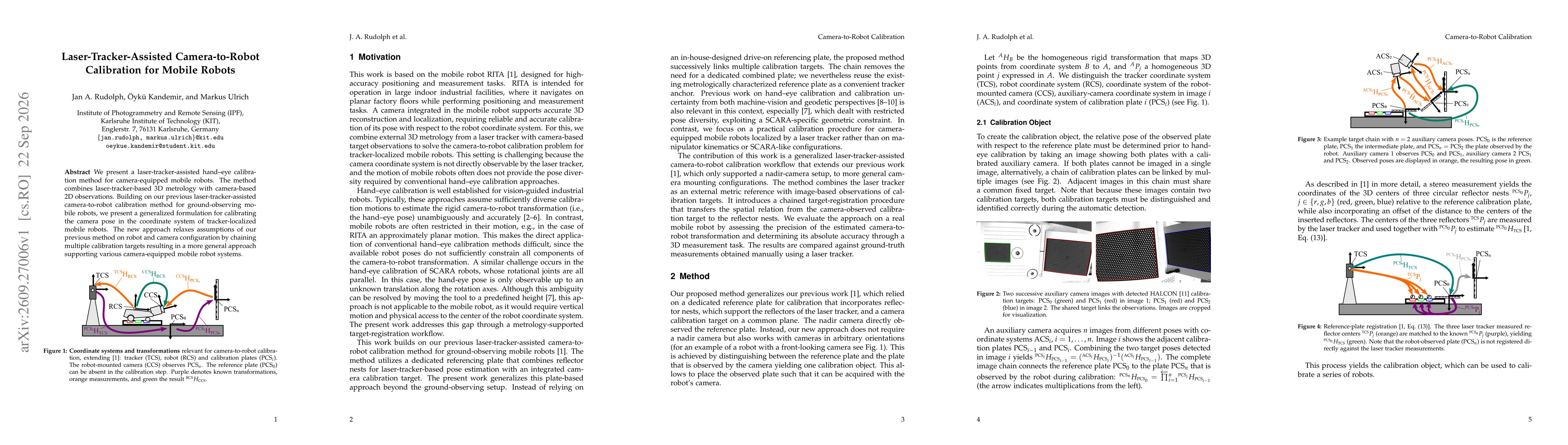 Thumbnail for Laser-Tracker-Assisted Camera-to-Robot Calibration for Mobile Robots