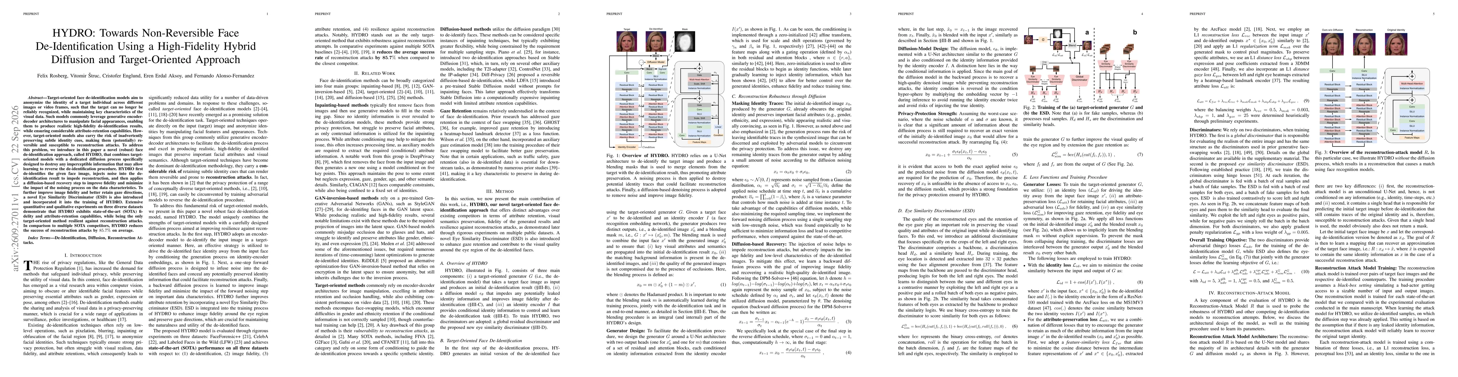 Thumbnail for HYDRO: Towards Non-Reversible Face De-Identification Using a High-Fidelity Hybrid Diffusion and Target-Oriented Approach