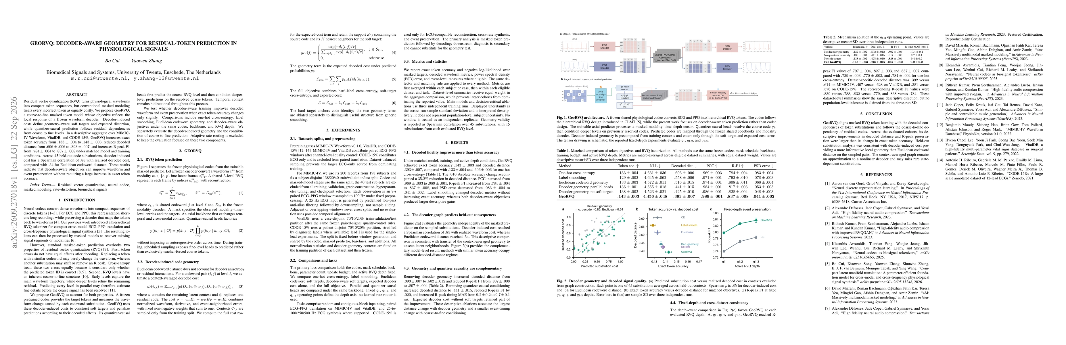 Thumbnail for GeoRVQ: Decoder-aware geometry for residual-token prediction in physiological signals