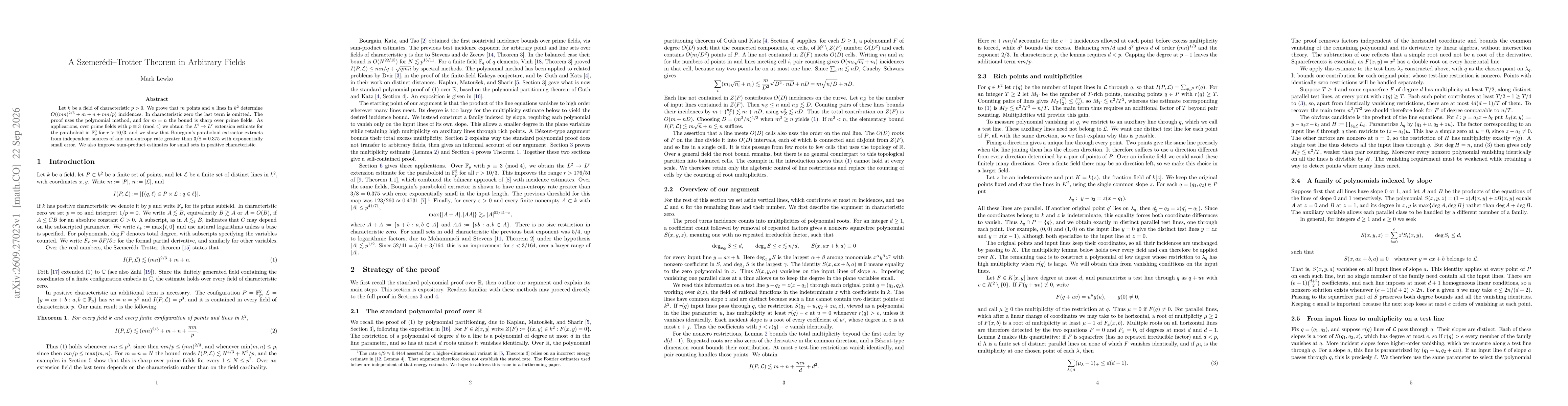Thumbnail for A Szemerédi-Trotter Theorem in Arbitrary Fields